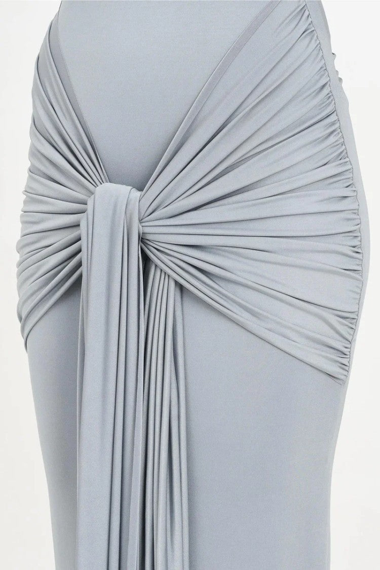 Santas* Grey Ruched Lycra Maxi Skirt