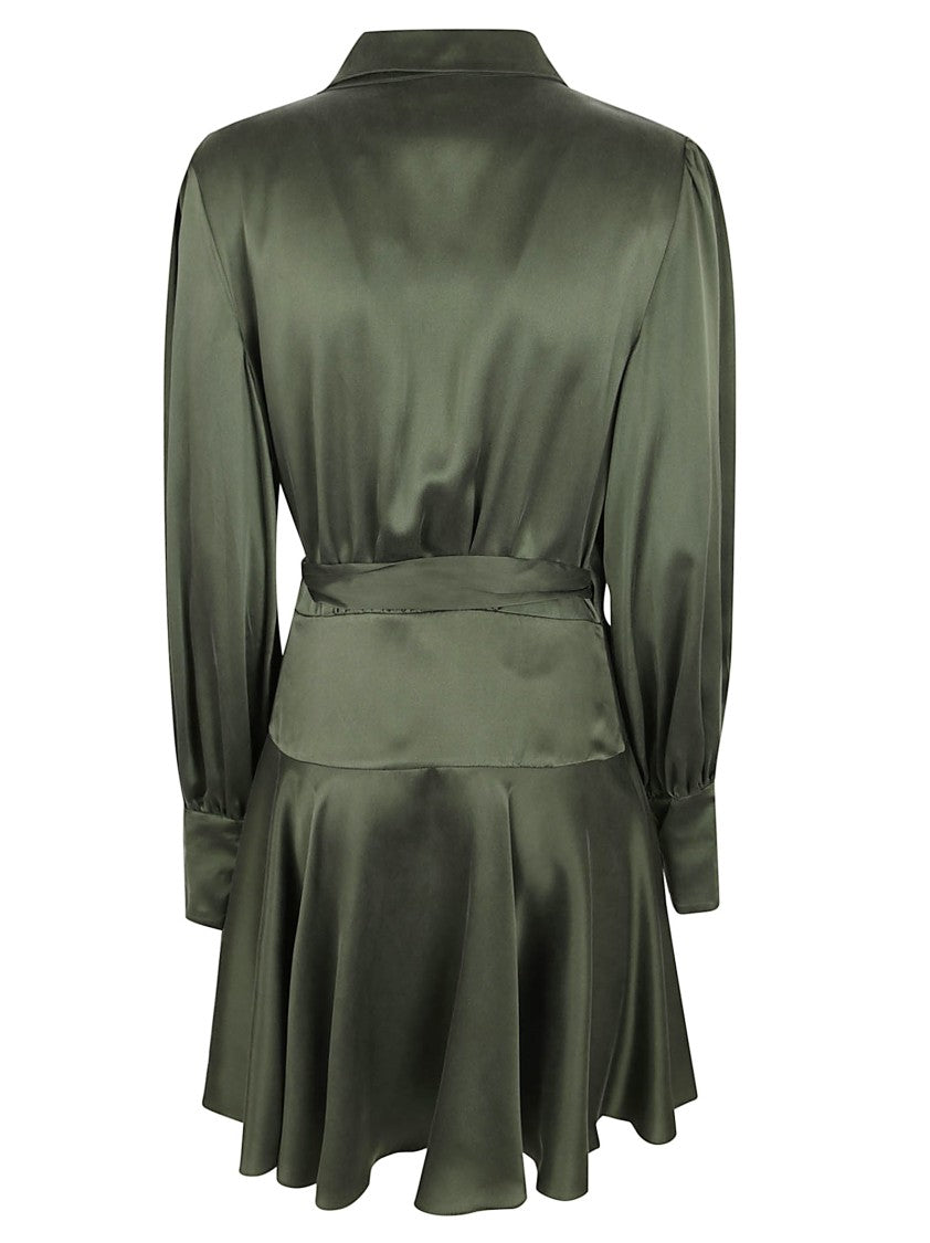 Zimmermann Wrap-Style Mini Dress In Deep Olive Silk