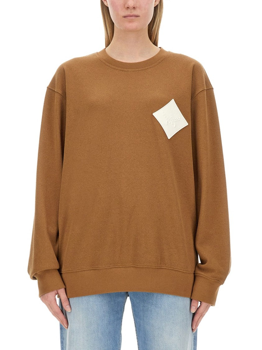 Mcm Brown Sweatshirt With Logo Patch
