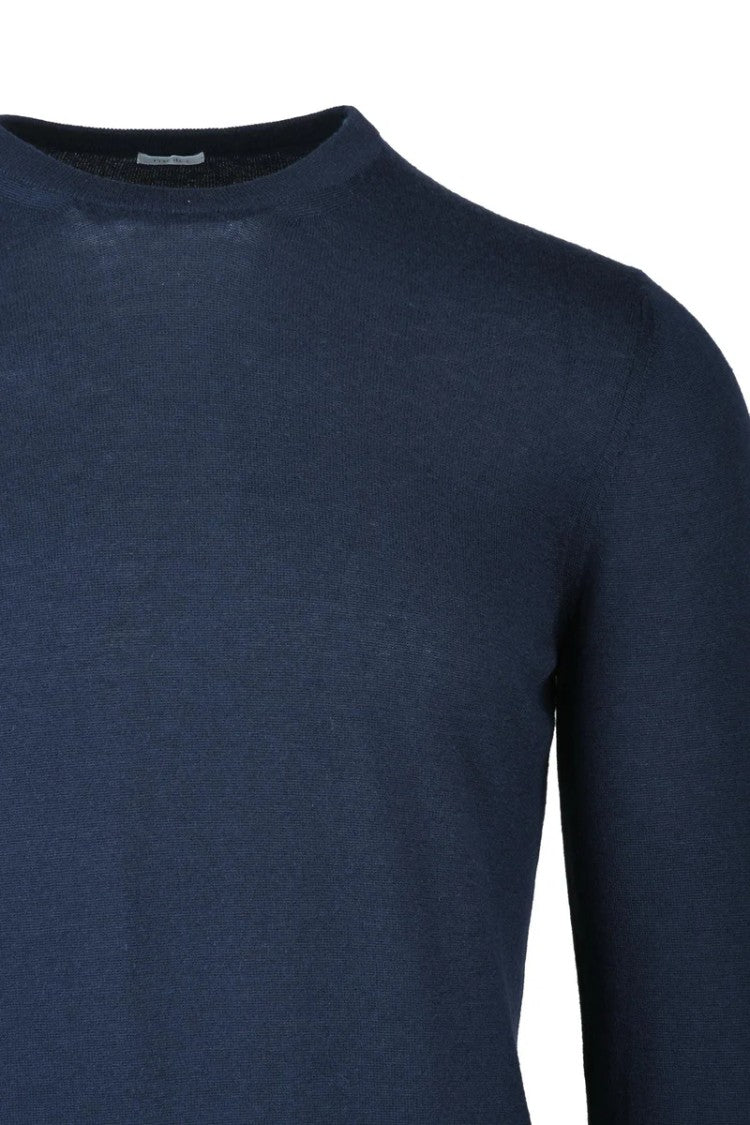 Malo Blue Cashmere Crew Neck Pullover Sweater