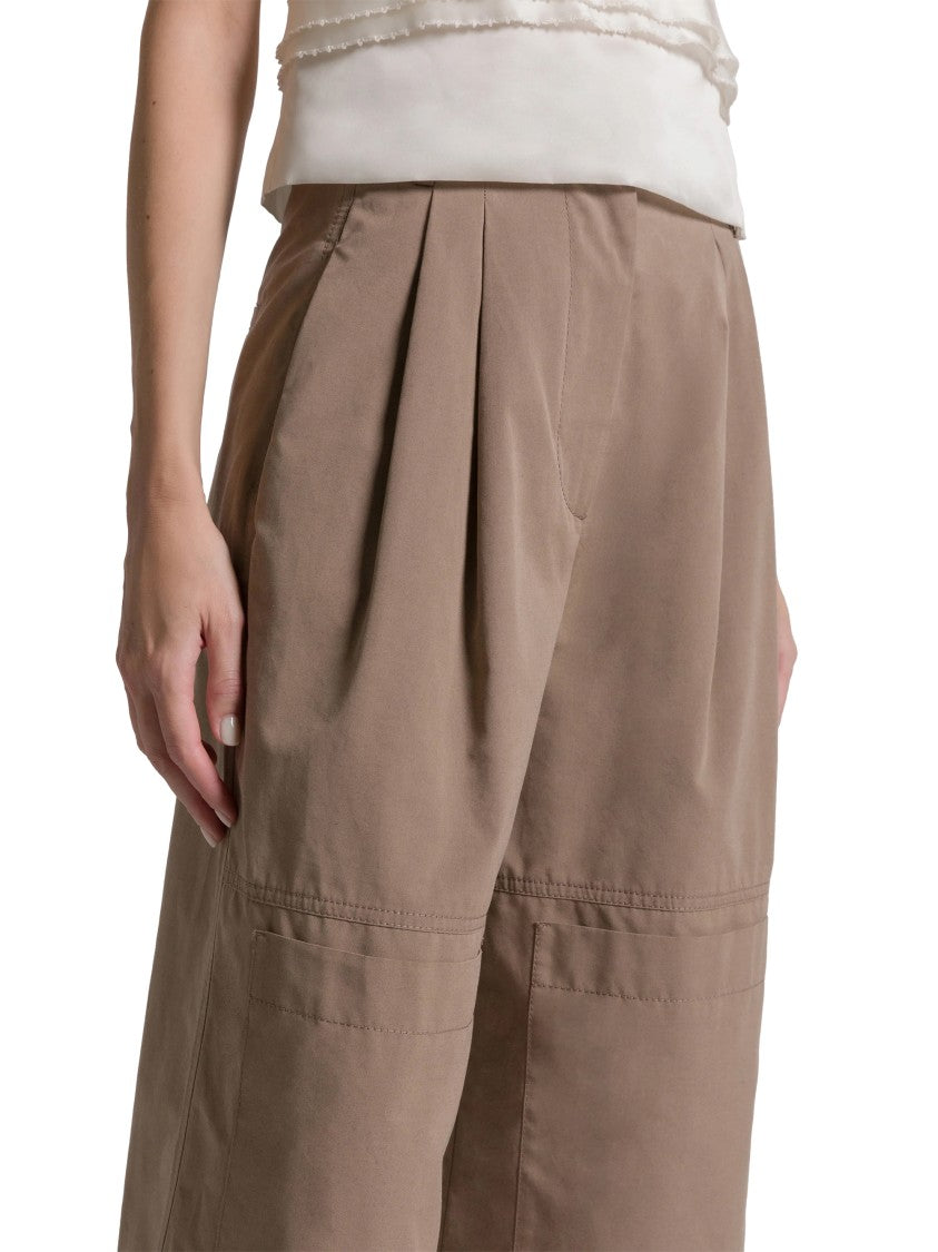 Alberta Ferretti Wide-Leg Trousers With Pleated Front And Seam Accents