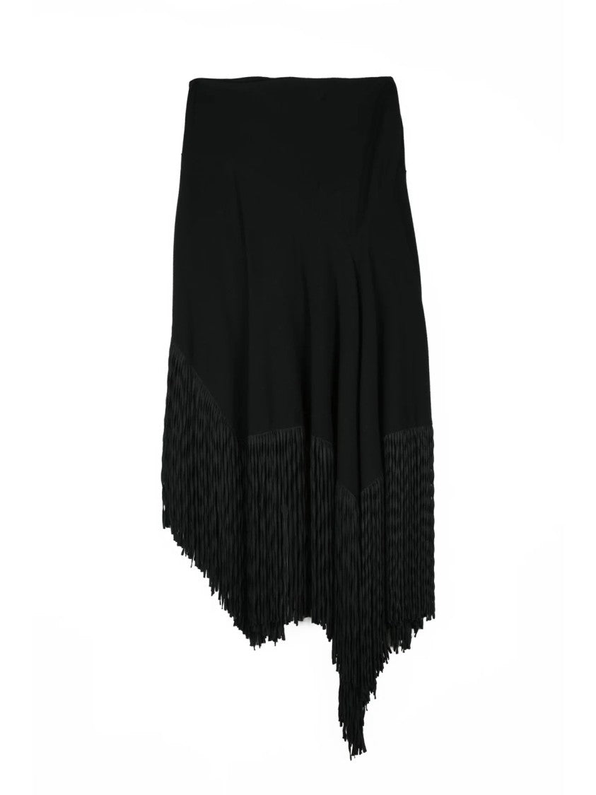 Philosophy Di Lorenzo Serafini Black Viscose Polyamide Asymmetrical Long Skirt