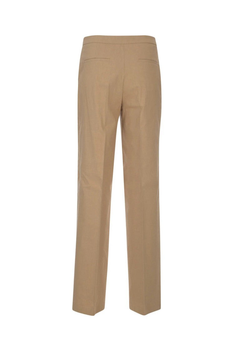 Pinko Camel Straight-Leg Tailored Linen-Blend Pants