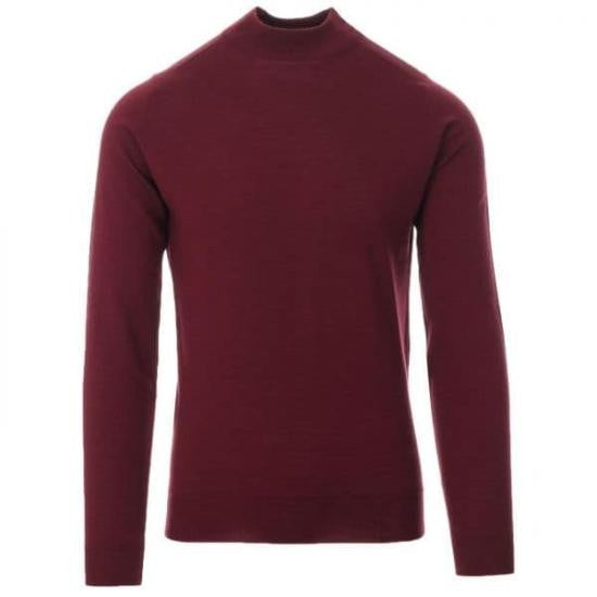 John Smedley Fitted Burgundy Merino Wool Sweater With Ribbed Details