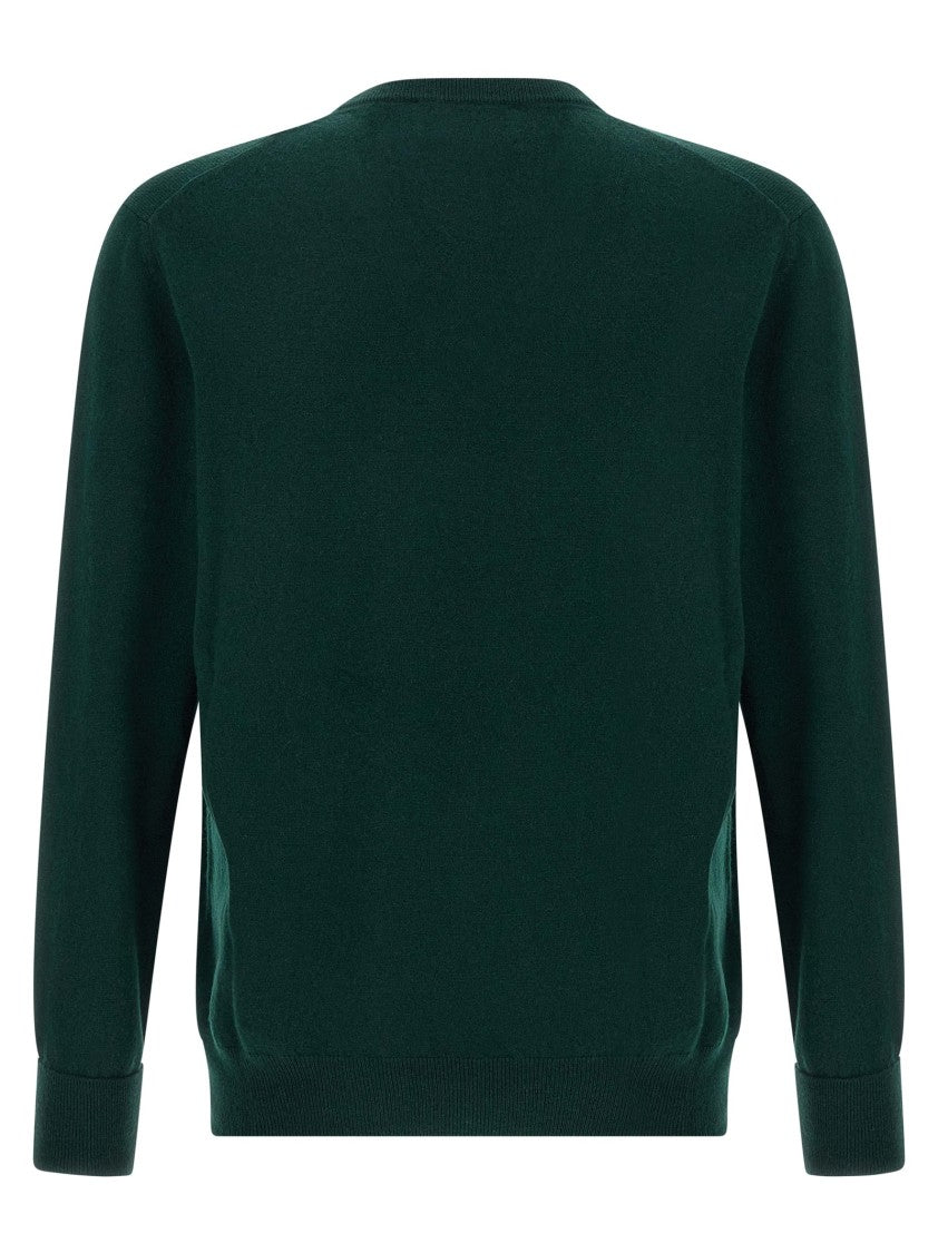 Ballantyne V-Neck Cashmere Sweater With Ribbed Detailing