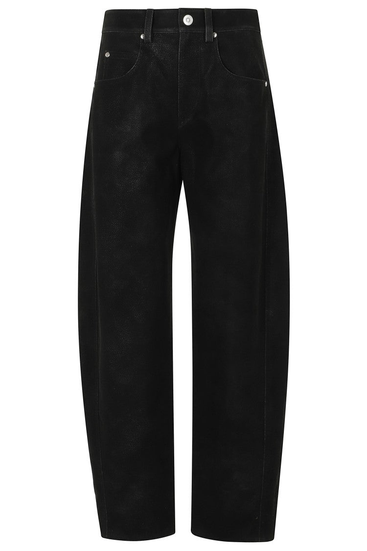 Isabel Marant Étoile Black Belky Gc Distressed Faux Suede Barrel Pants