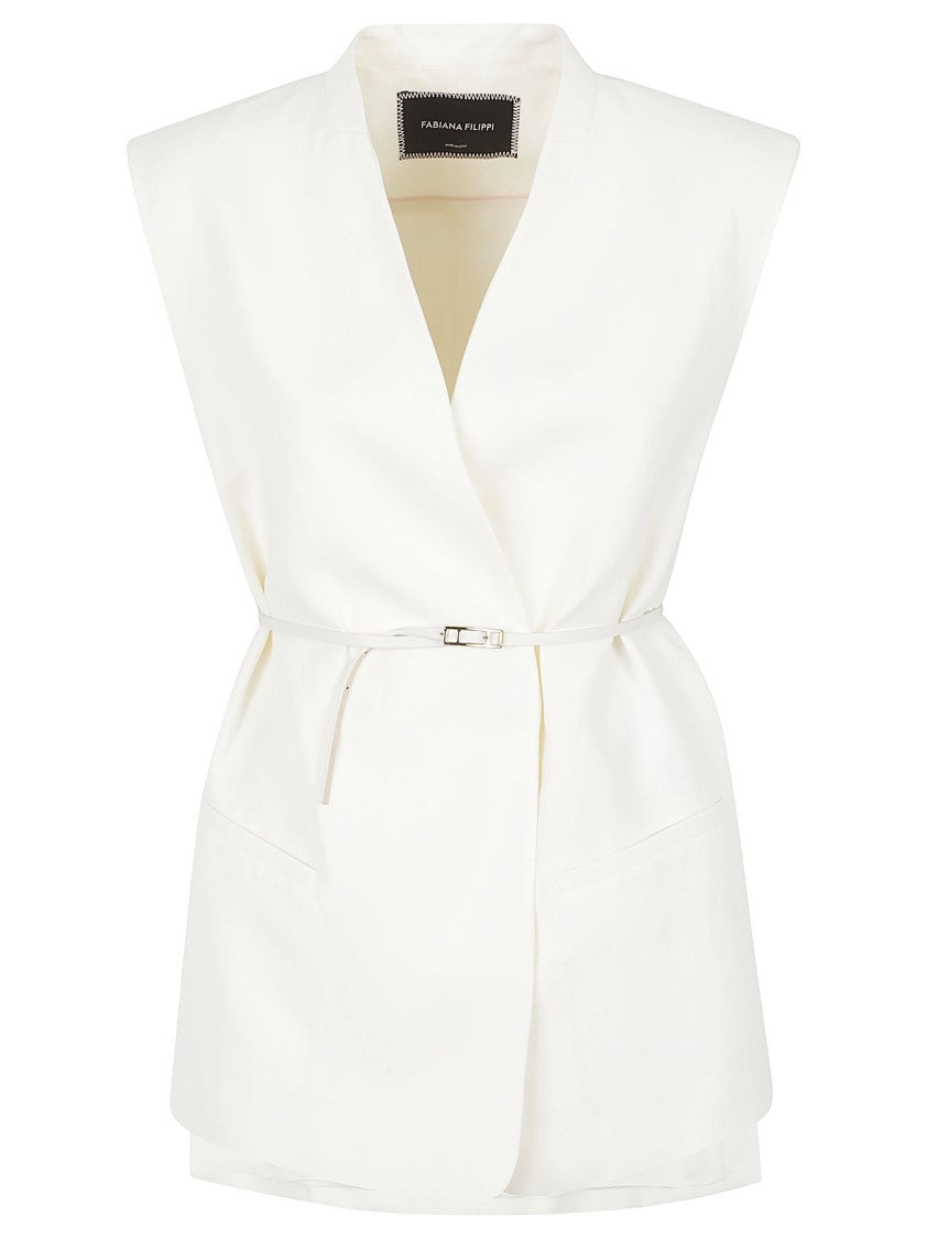 Fabiana Filippi Sleeveless Structured Jacket With V-Neckline