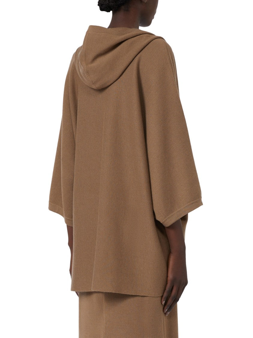 Max Mara Relaxed Oversized Brown Hoodie With Drawstring Closure
