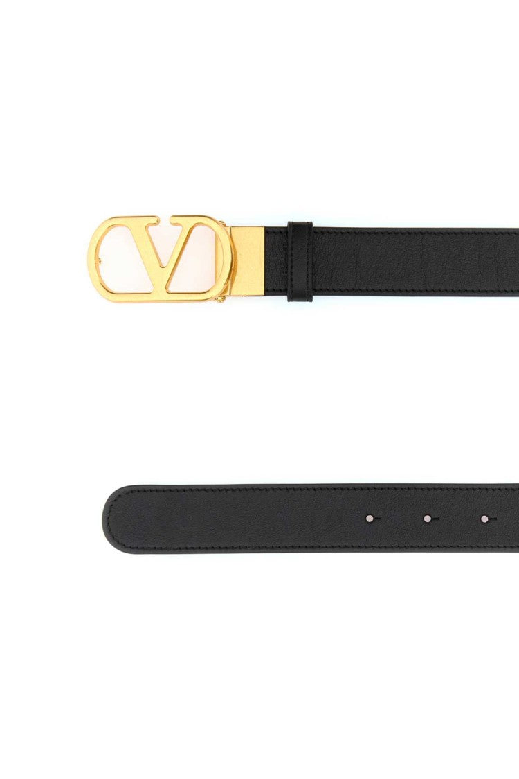 Valentino Garavani Black Leather Reversibile Belt