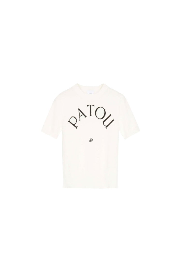 Patou Organic Cotton Blend Fitted Knit Top With Monogram Detail