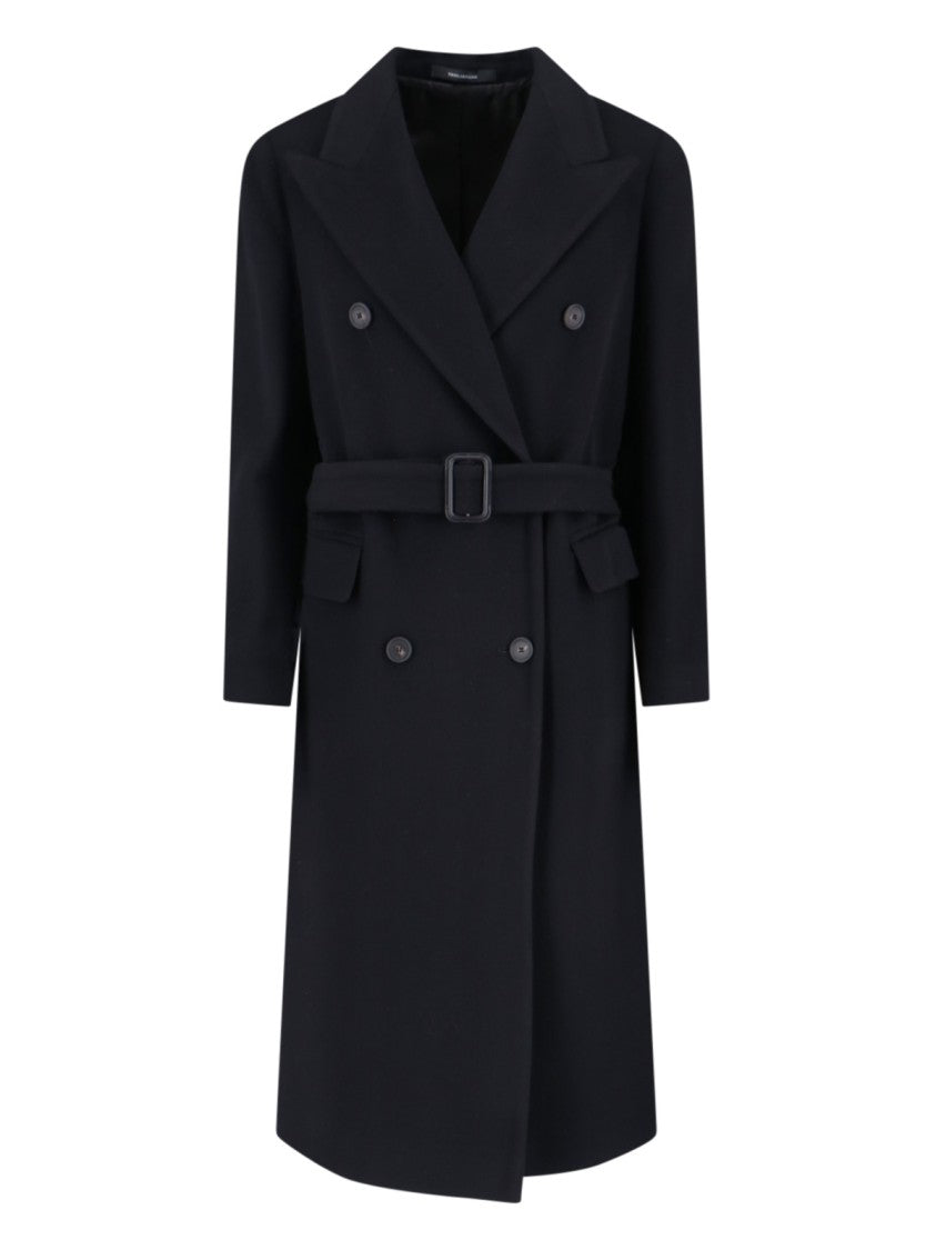 Tagliatore Jole Coat Midi Double-Breasted – Black