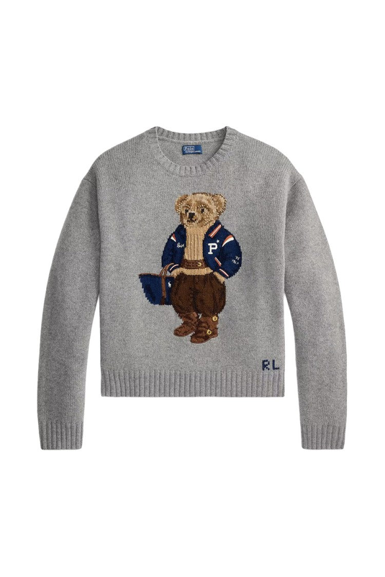 Polo Ralph Lauren Grey Wool-Cashmere Blend Polo Bear Sweater