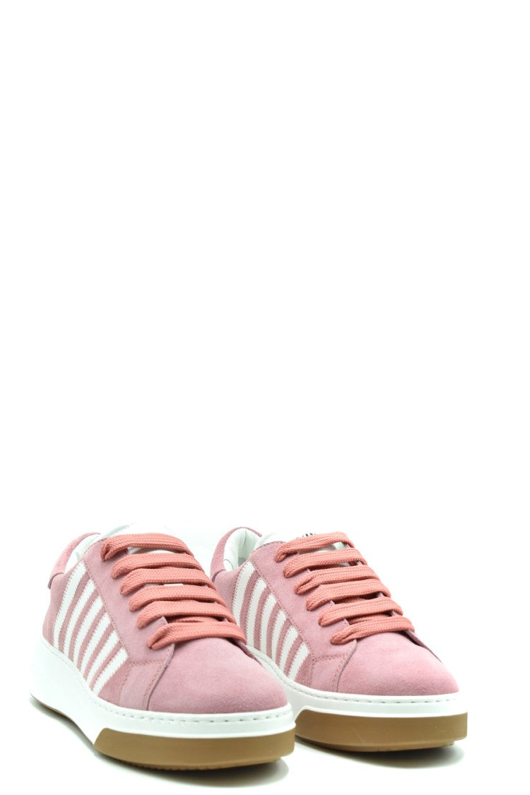Dsquared2 Low-Top Pink Leather Sneakers With White Accents