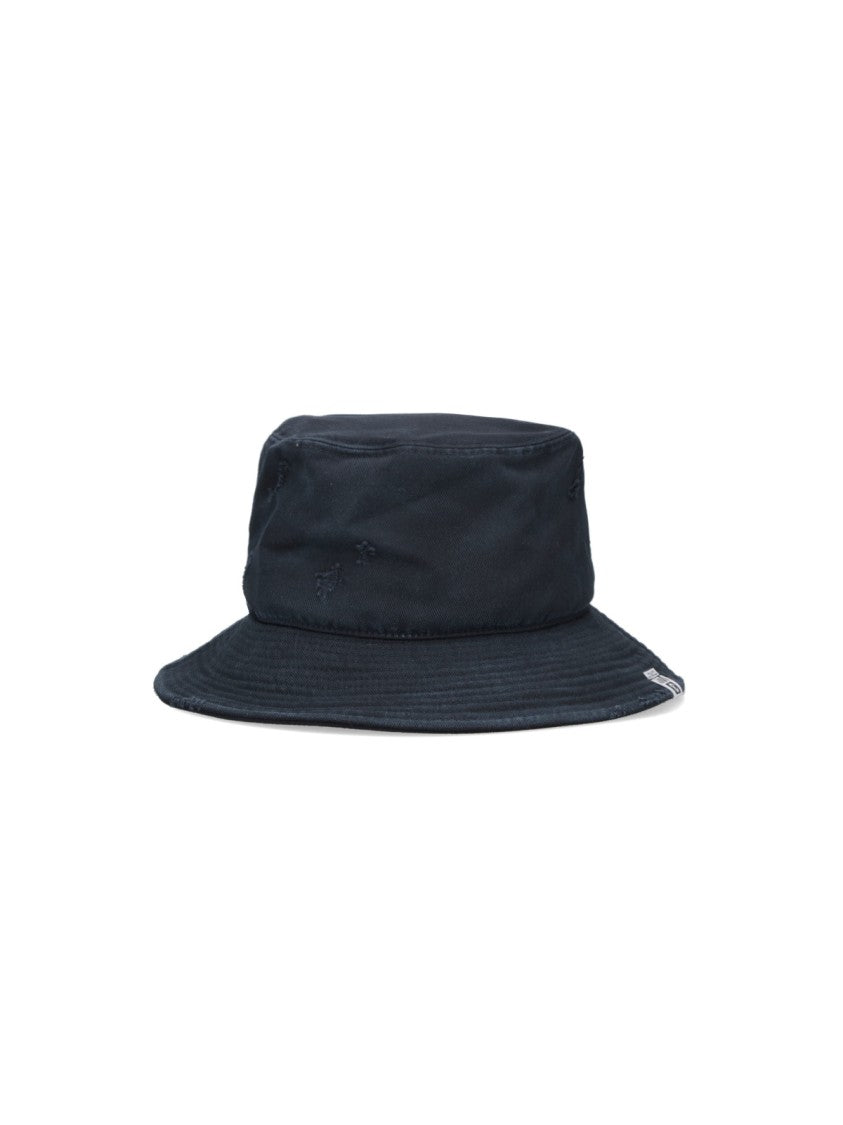 Maison Mihara Yasuhiro Wide Brim Bucket Hat With Contrasting Embroidered Logo Patch