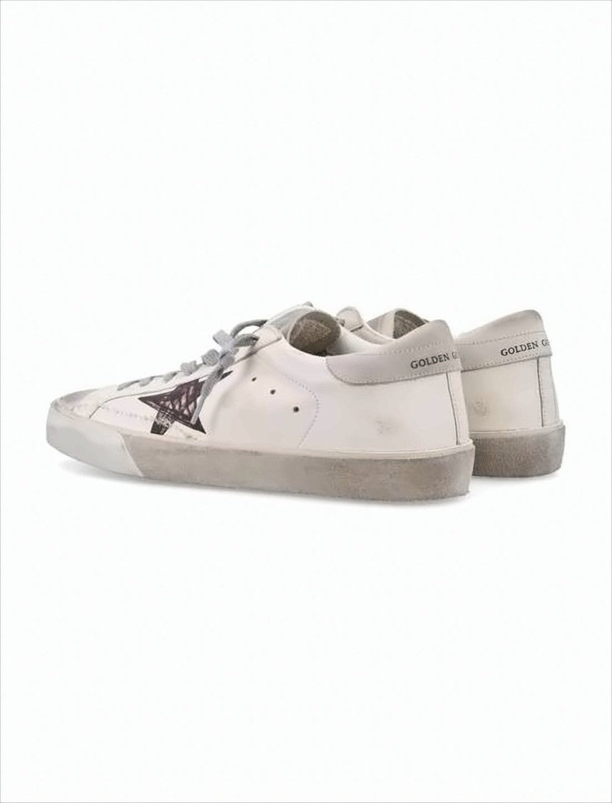 Golden Goose Distressed White Leather Low-Top Sneakers With Vintage Aesthetic