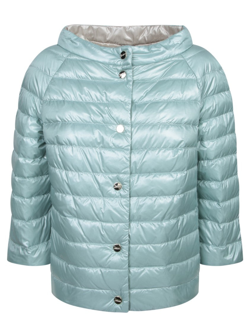 Herno Reversible Blue Jacket With Button Front Closure