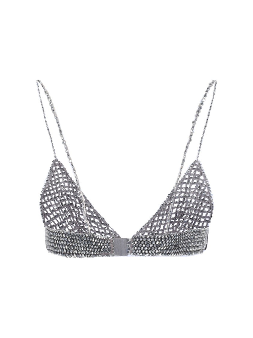 Golden Goose Beaded Top In Grey Mesh, Bralette Design