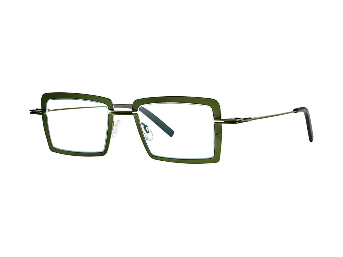 Theo Olive Green Ribbel Square Eyeglasses