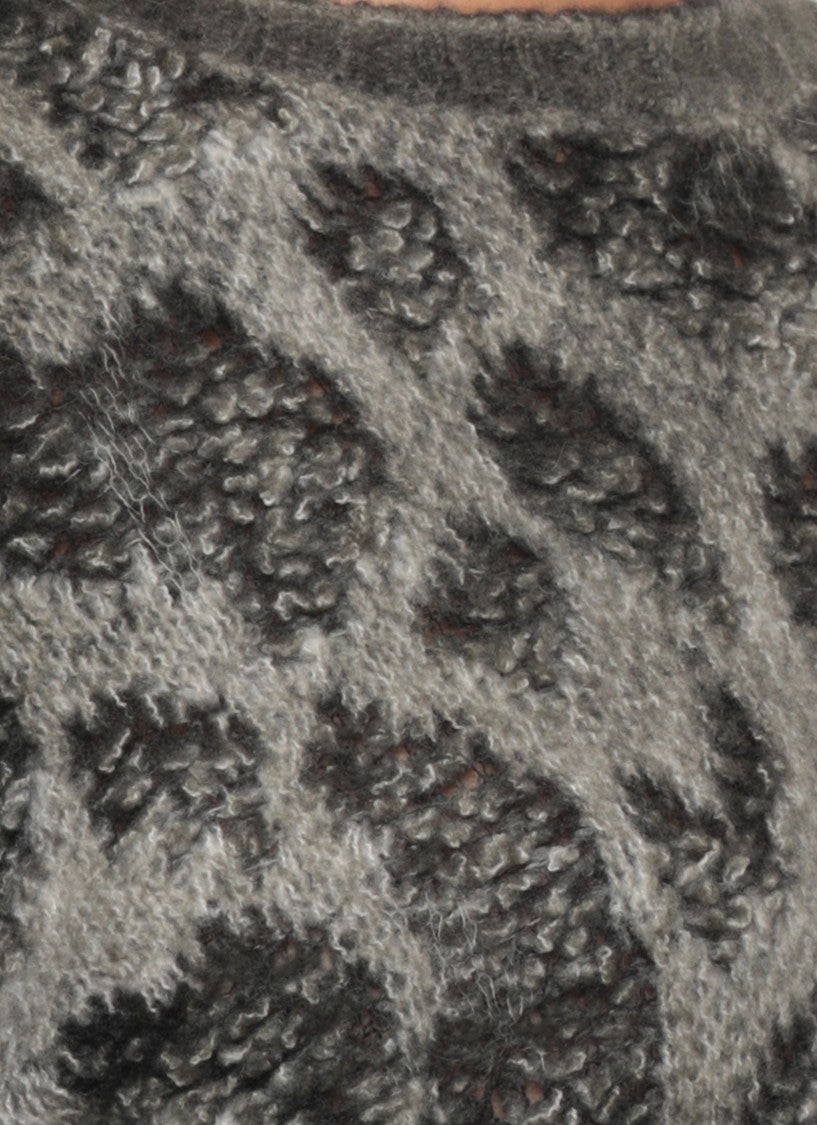 Avant Toi Grey Textured Knit Crewneck Sweater
