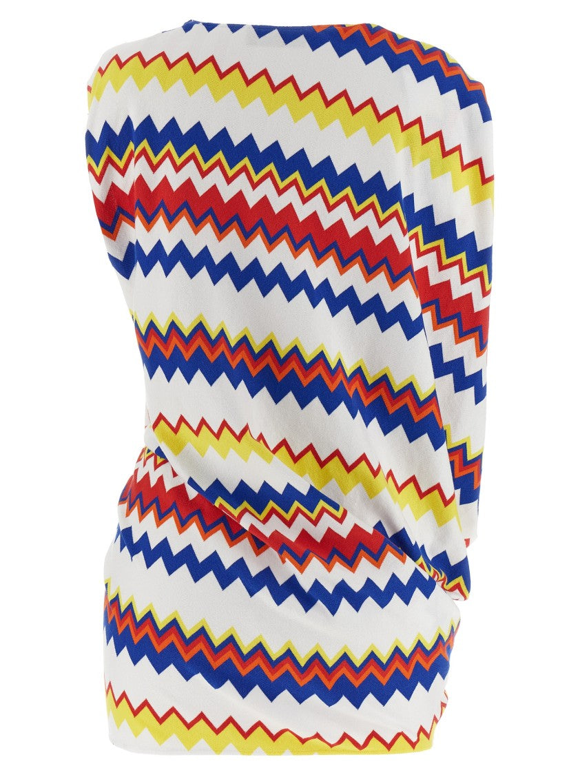 Missoni Peplum Top With Vibrant Zigzag Pattern And Stylish Draping