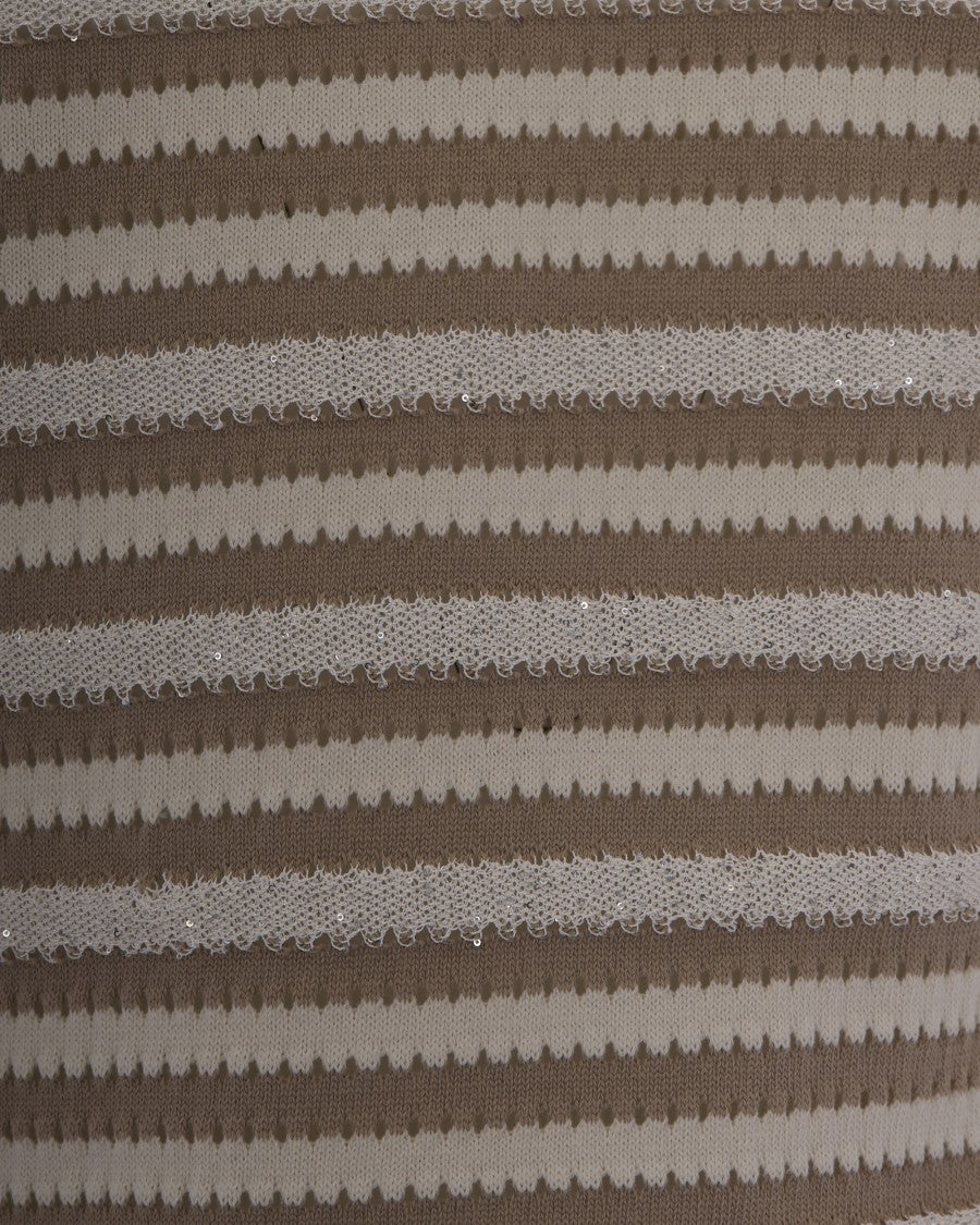 Fabiana Filippi Polo Top With Micro Paillettes And Lace Stripes