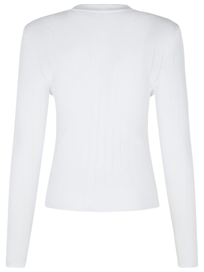 Balmain White Viscose Blend Sweater