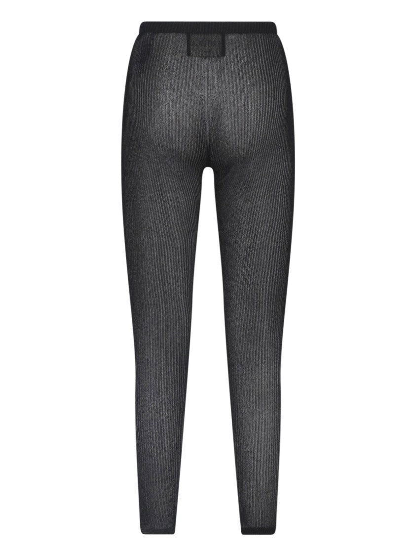 Dondup Black Lurex Knit Ribbed Leggings