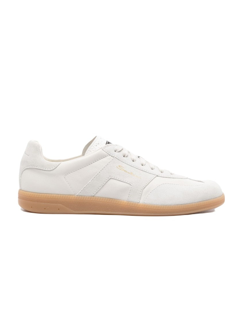 Santoni Minimalist Low-Top Sneakers With Smooth And Suede Panels
