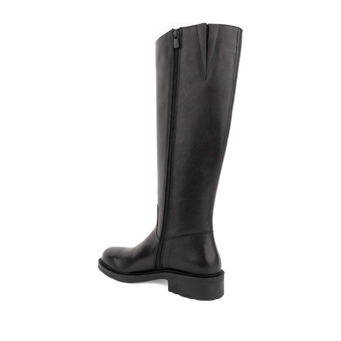 Sergio Moretti Black Sleek Flat Sole Side Zipper Leather Boots