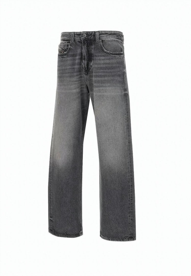Diesel Relaxed Fit Faded Grey Denim Pants With Five-Pocket Design