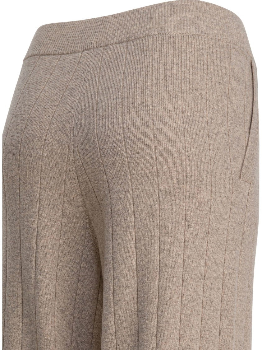 Max Mara Plush Cashmere Trousers With Ribbed Waistband