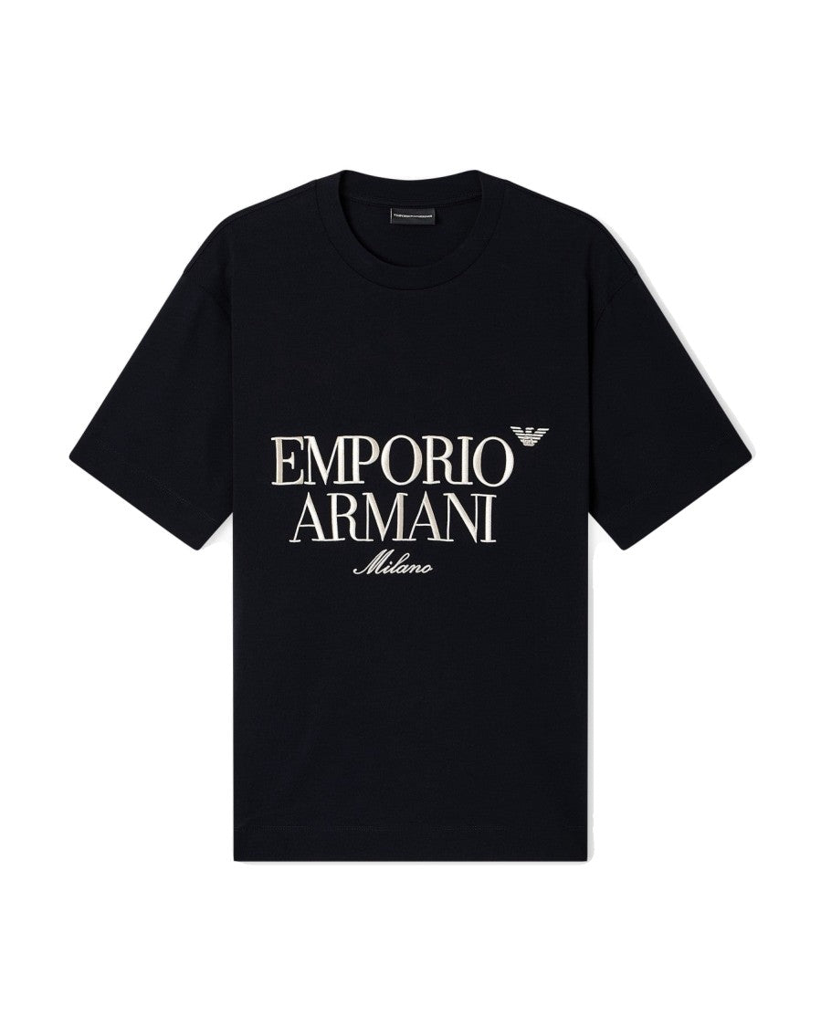 Emporio Armani Regular Fit Heavyweight Jersey T-Shirt With Embossed Logo
