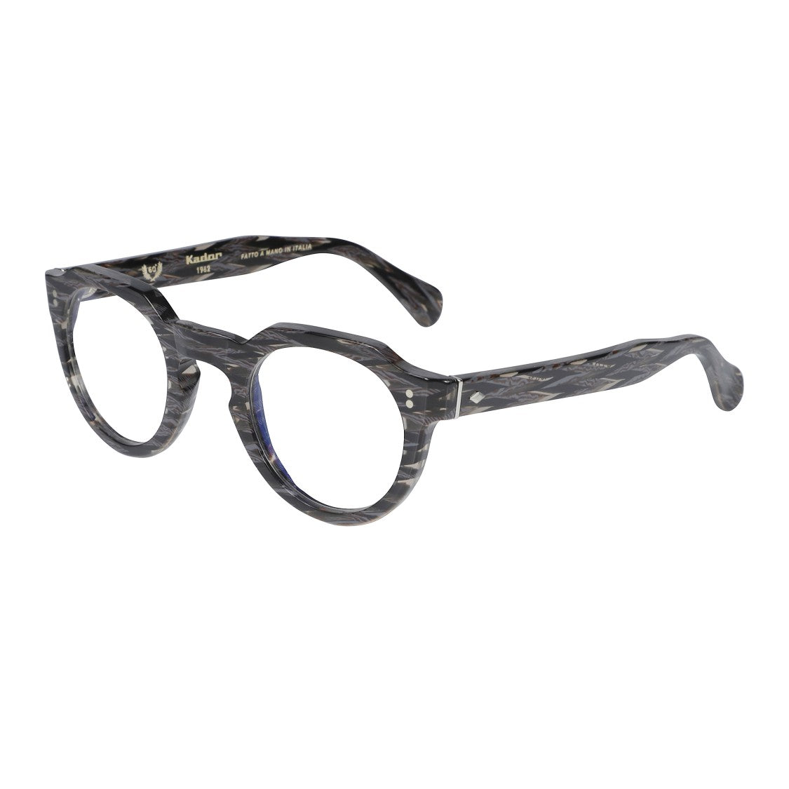 Kador Storiko Special-V Round Frame Marbled Sunglasses With Metallic Accents