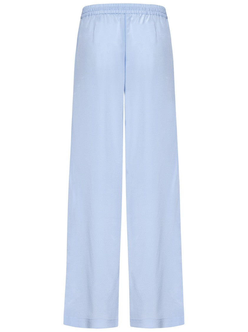 Parosh Wide-Leg Clear Blue Silk Trousers