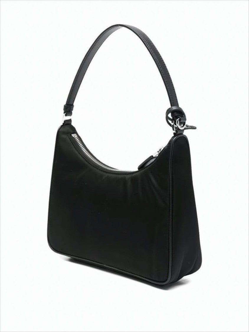 Prada Minimalist Black Shoulder Bag With Leather Accents