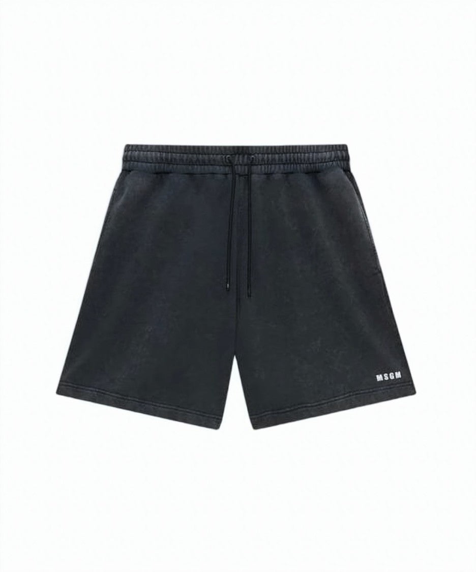 Msgm Relaxed Fit Cotton Shorts With Elastic Waistband And Drawstring