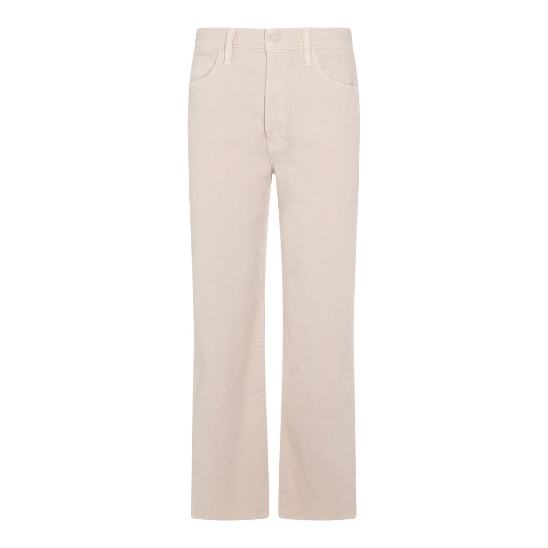 Mother High Waist Beige Cotton Straight-Leg Jeans