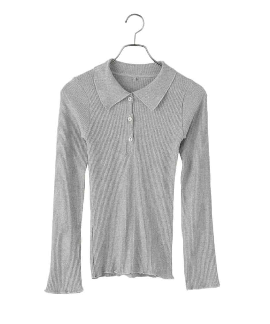 Baserange Ribbed Knit Sweater With Soft Collar