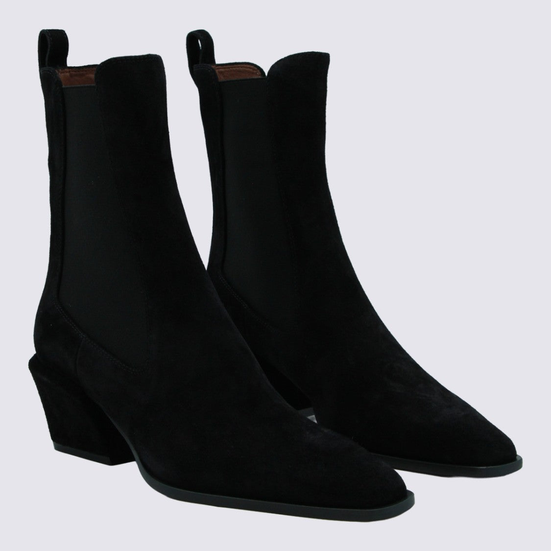 Paris Texas Pointed Toe Black Boots With Mid-Height Block Heel