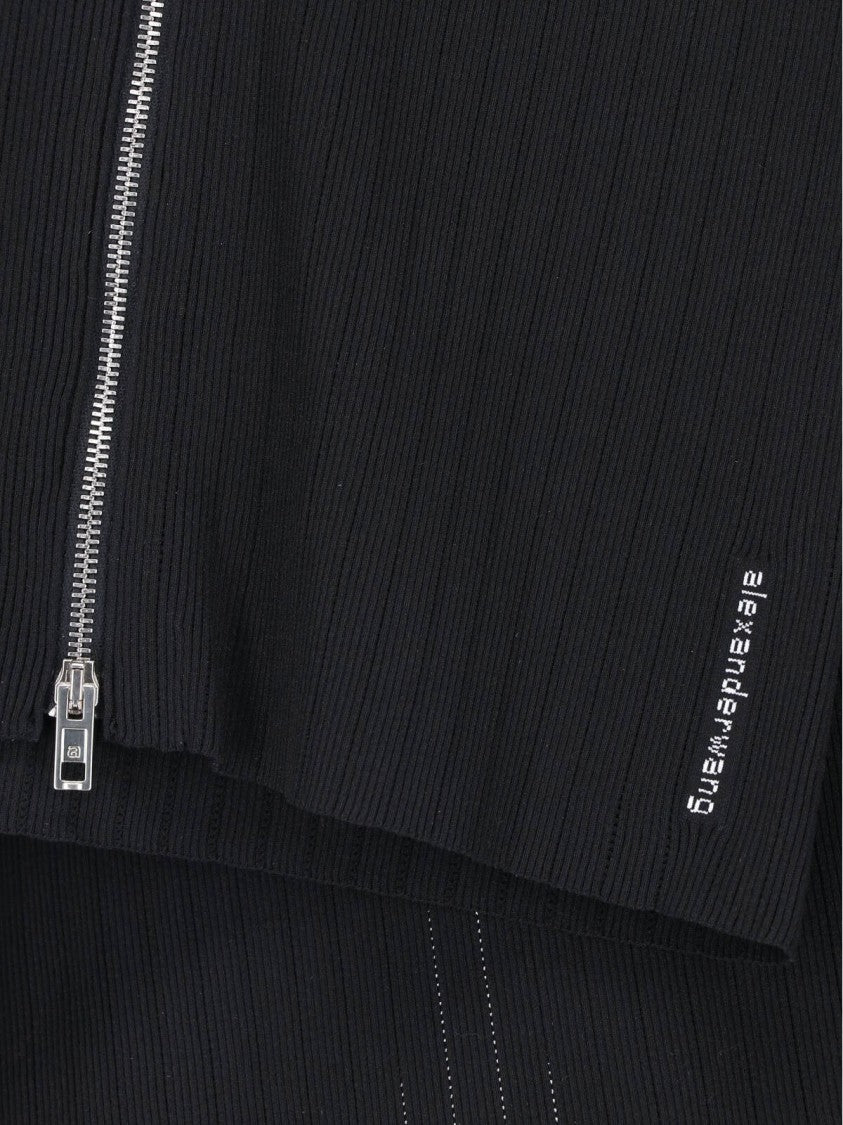 Alexander Wang Fitted Mini Dress With V-Neckline And Front Zip Closure