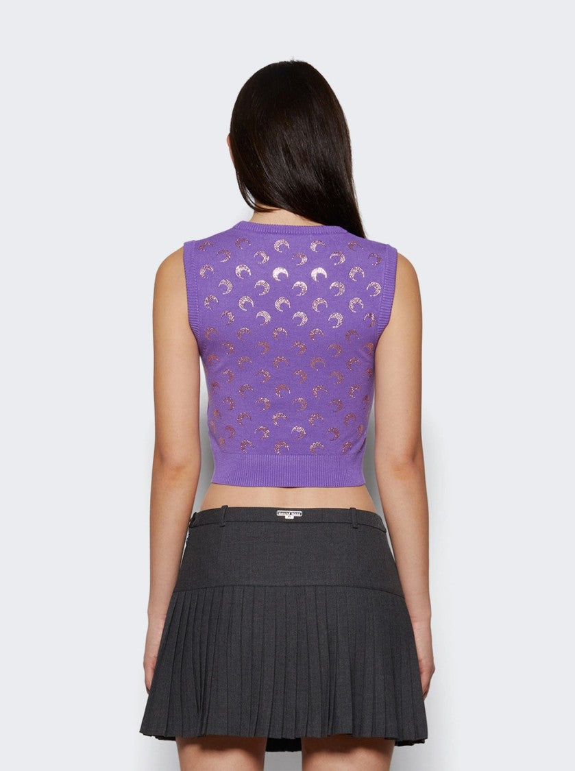Marine Serre Moon Strass Knit Vest Lavender