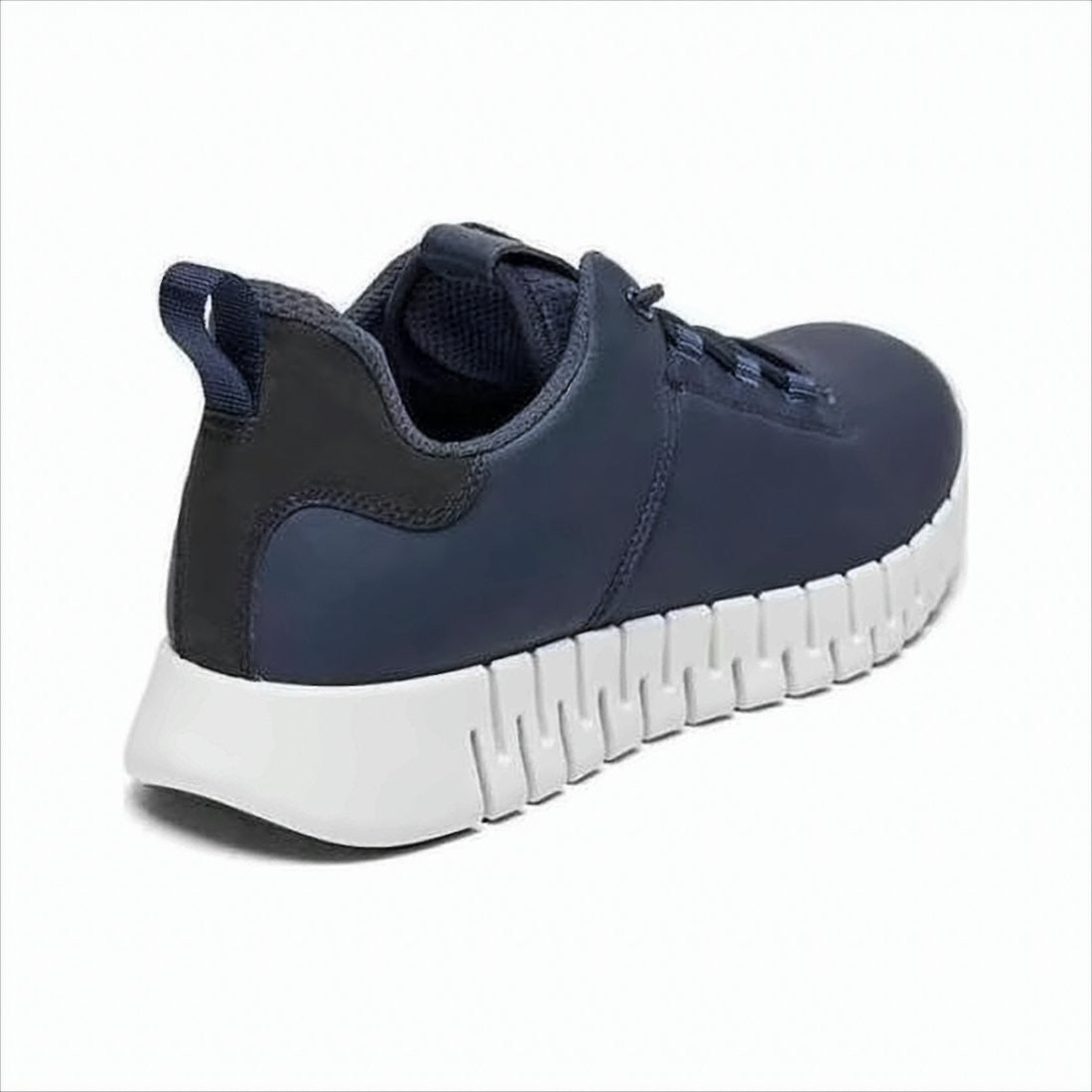 Ecco Navy Leather Sneakers With Contrast Sole