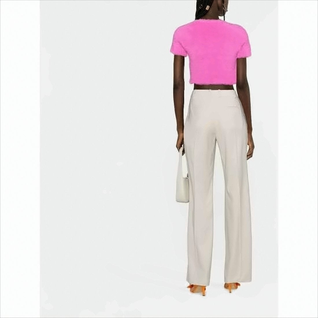 Jacquemus Cropped Fuzzy Cardigan With Clasp Closure