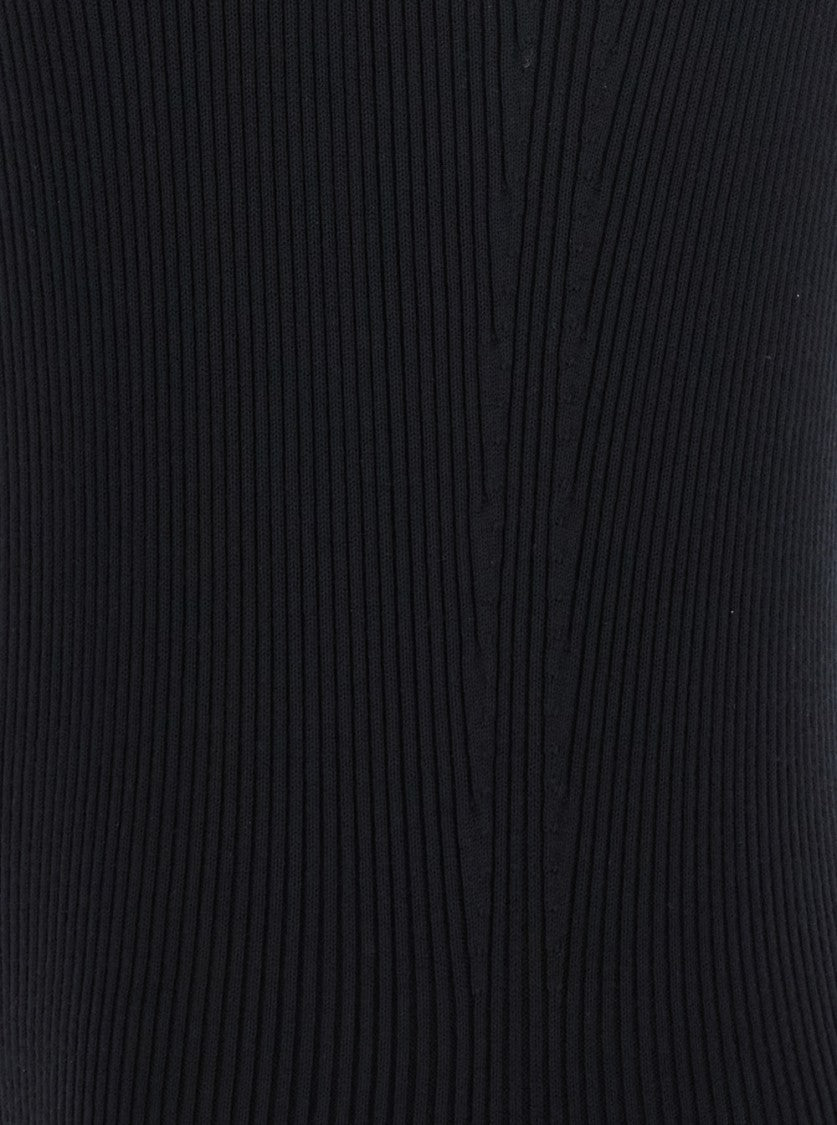 Rick Owens Athena' Black Ribbed Knit Sleeveless Long Dress
