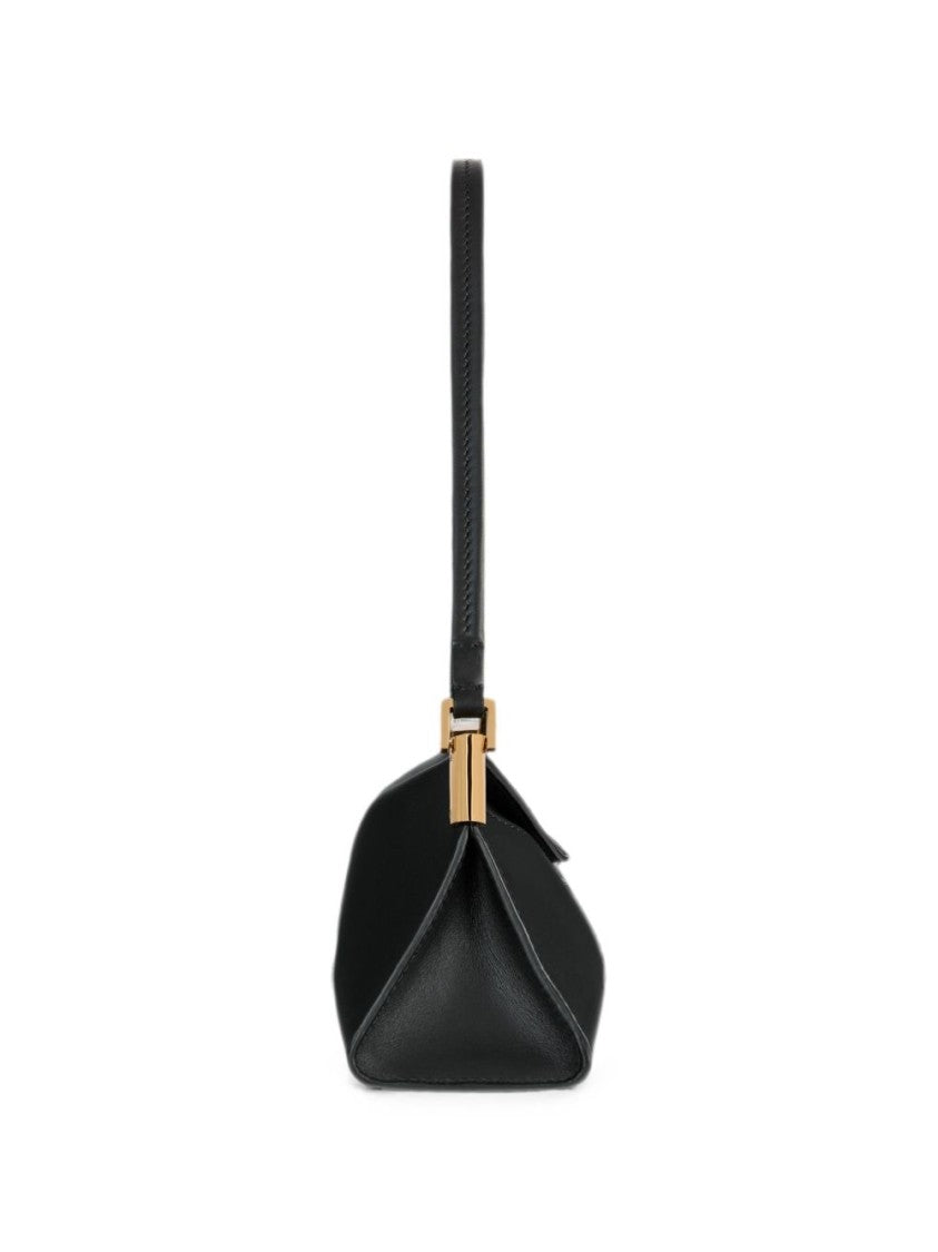 Balmain Black Elongated Triangular Leather Handbag