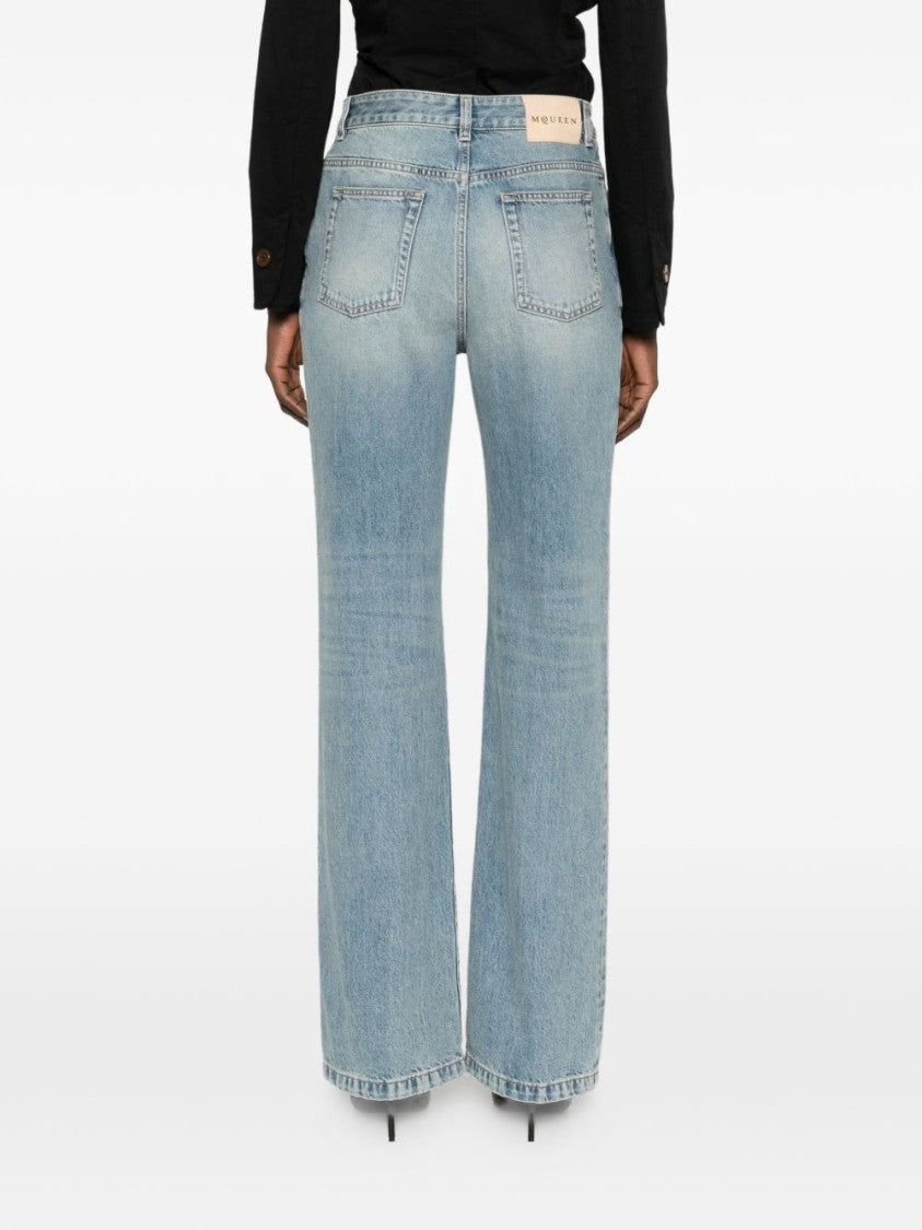 Alexander Mcqueen Straight Leg Washed Denim Jeans