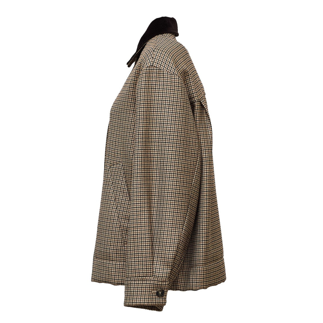 Max Mara Pied De Poule Corduroy Collar Wool Jacket