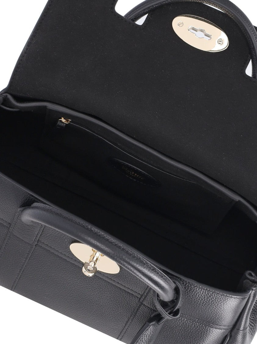 Mulberry "Bayswater Satchel" Bag, In Black Hammered Leather