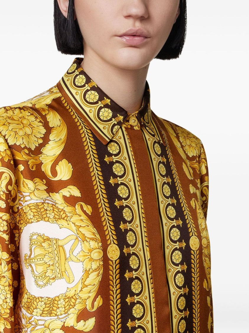 Versace Barocco Print Gold-Tone Long-Sleeved Top