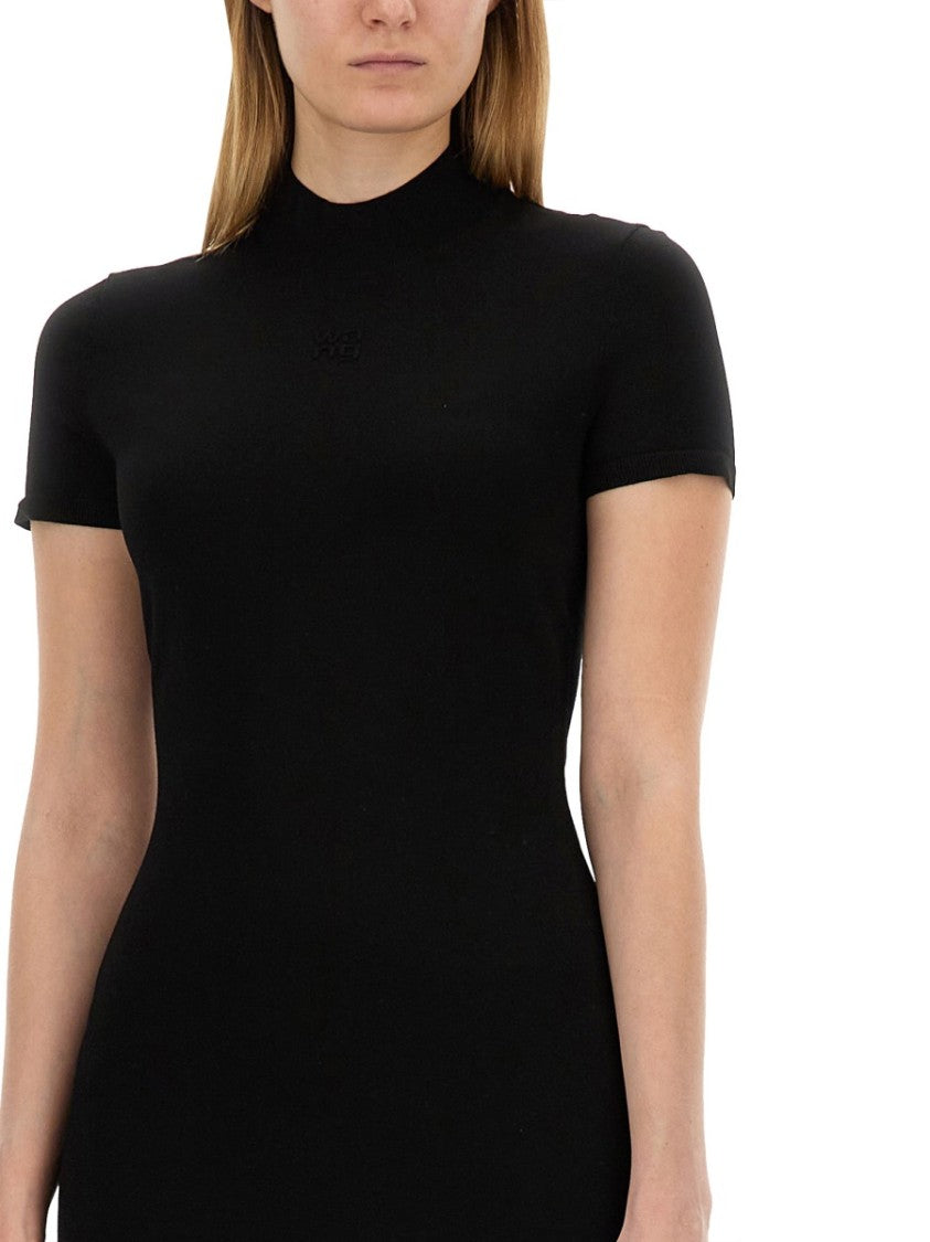 T By Alexander Wang Slim-Fit Mini Dress With High Neckline